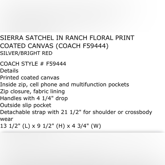 3 pack bundle!Coach purse, wallet and zipper pouch!Sierra Sachel in ranch floral - Picture 4 of 4